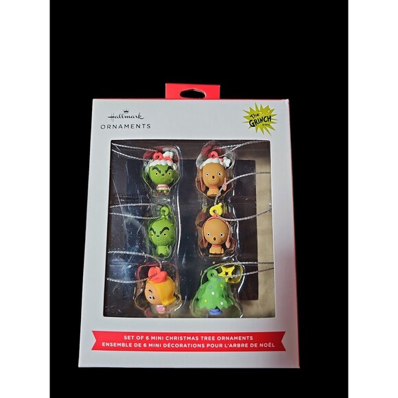 2022 Red Box Hallmark Grinch Christmas Six Mini Ornaments - Picture 1 of 2